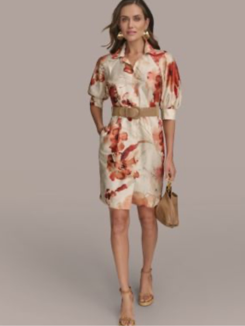 Donna Karan floral mini Belted dress